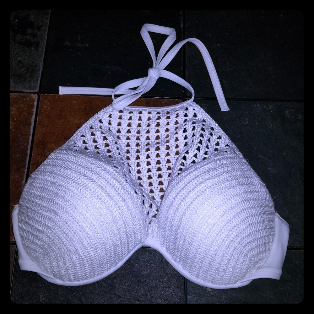 Halter white swim top